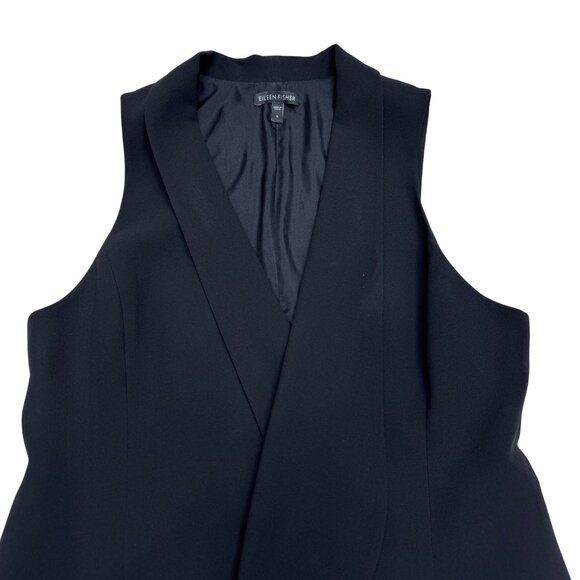 Eileen Fisher Women's Black Sleeveless 100% Silk Open Front Vest Jacket, Size S - Picture 3 of 7